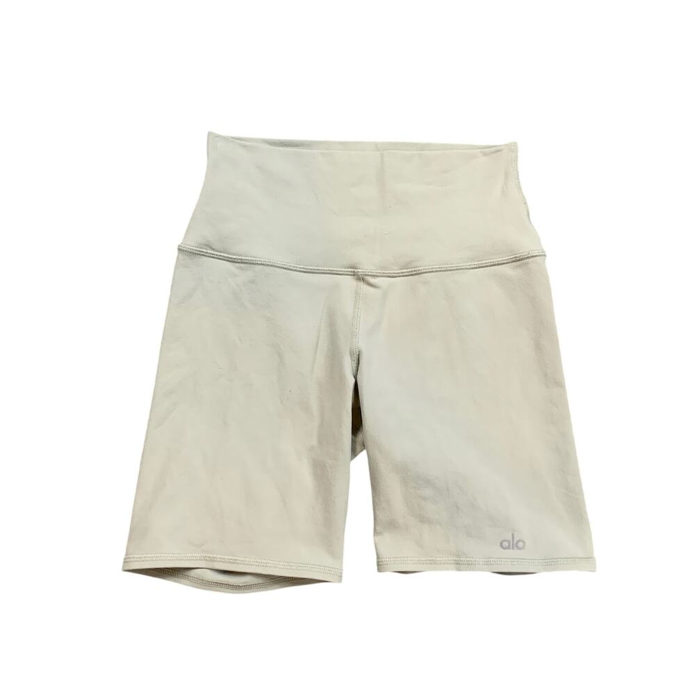 Alo Yoga Shorts Womens XS Extra Small Limestone Wide Waistband Biker Fitted